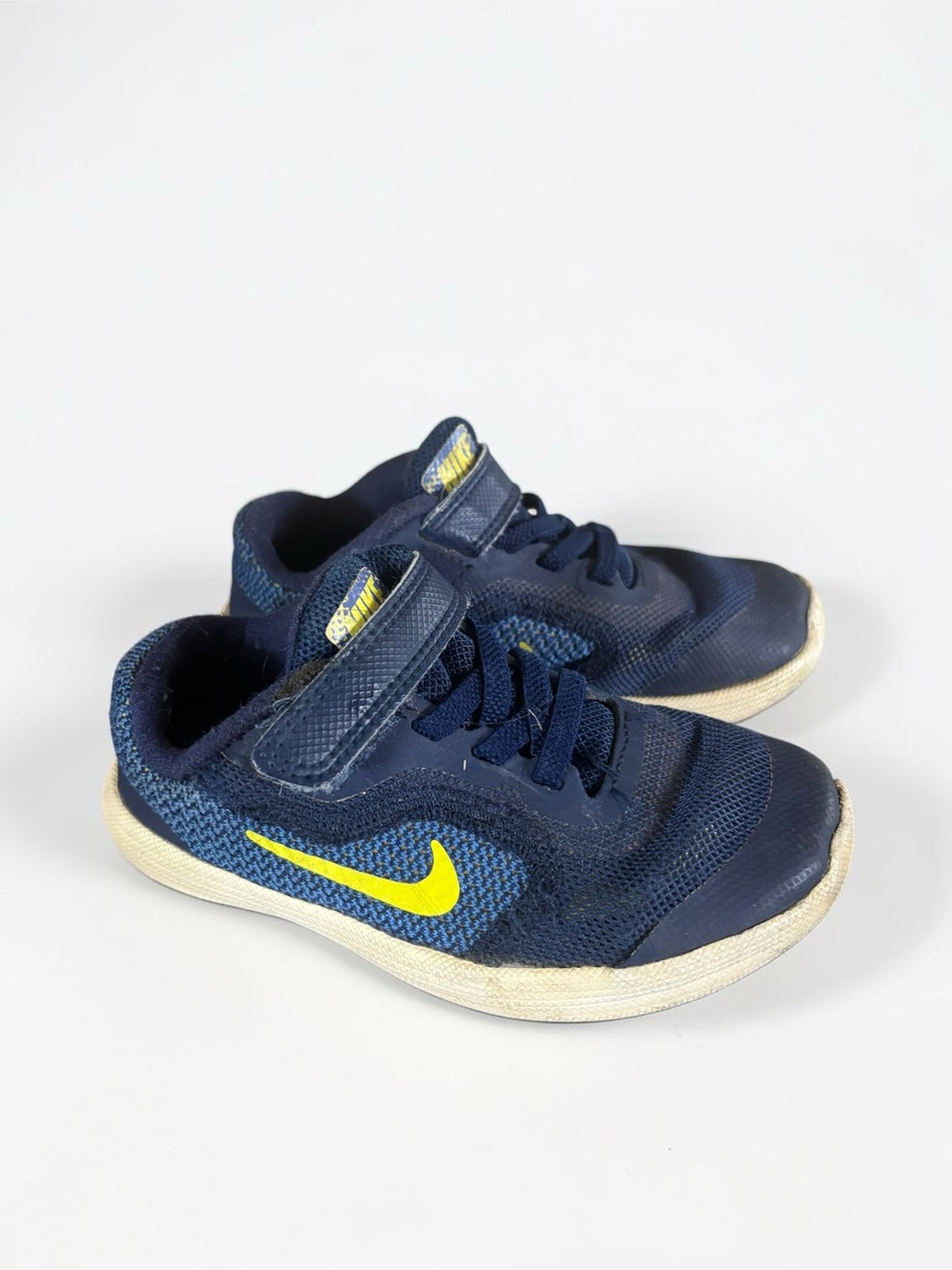 Nike Flex Contact Toddler Shoes Size 9C Navy Yellow Sneakers